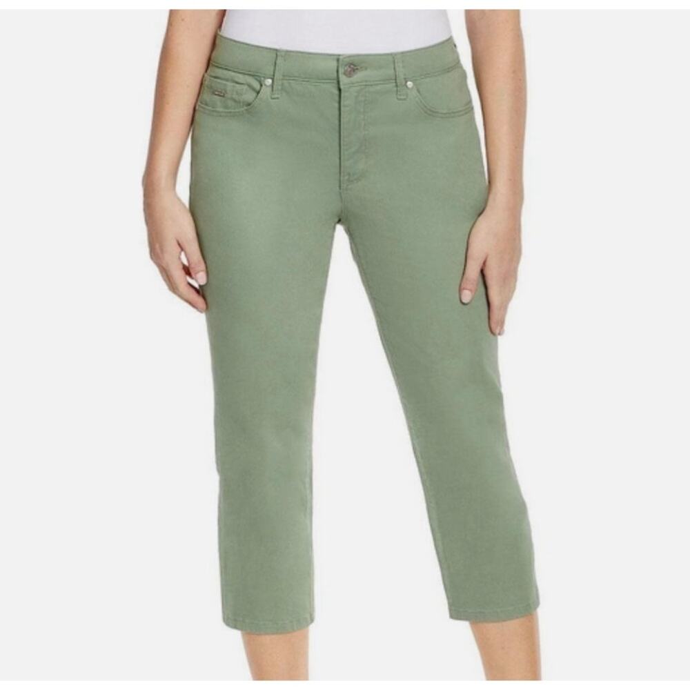 NINE WEST | Women’s Mid-Rise Contour Waistband Chrystie Capri NEW 16 Hedge Green